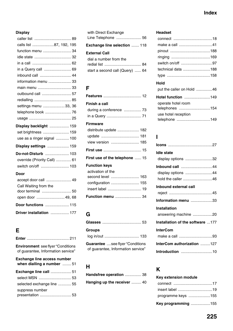 Index | Auerswald 2500 User Manual | Page 225 / 236