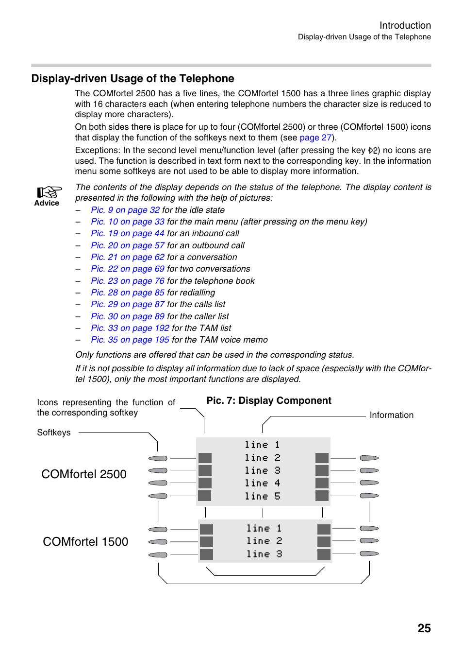 Display-driven usage of the telephone, Pic. 7 : display component, Pic. 7: display component | Auerswald 2500 User Manual | Page 25 / 236