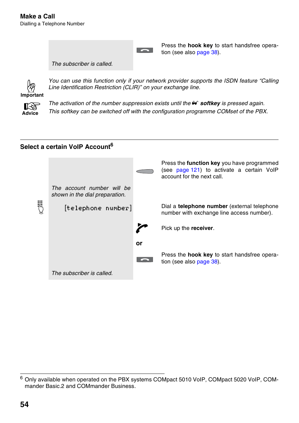 Select a certain voip account | Auerswald 2500 User Manual | Page 54 / 236