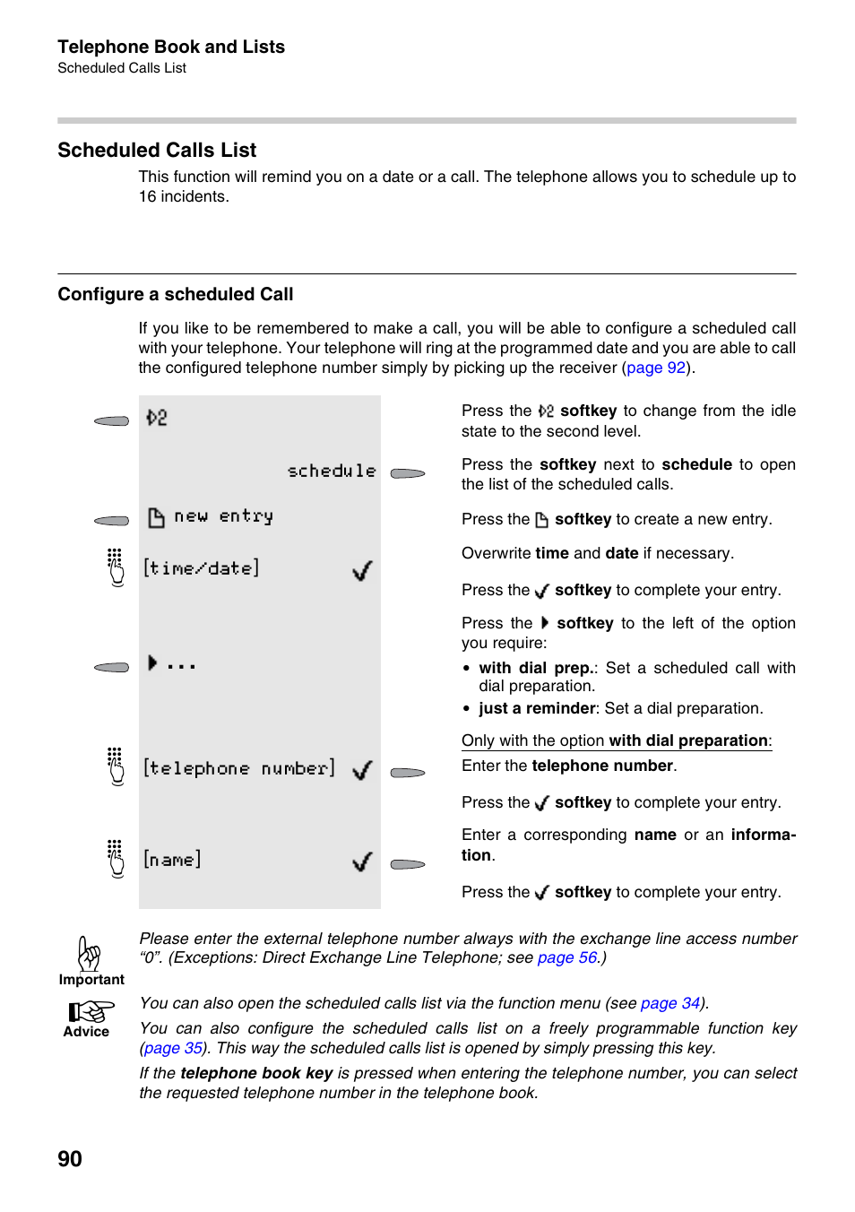 Scheduled calls list, Configure a scheduled call | Auerswald 2500 User Manual | Page 90 / 236