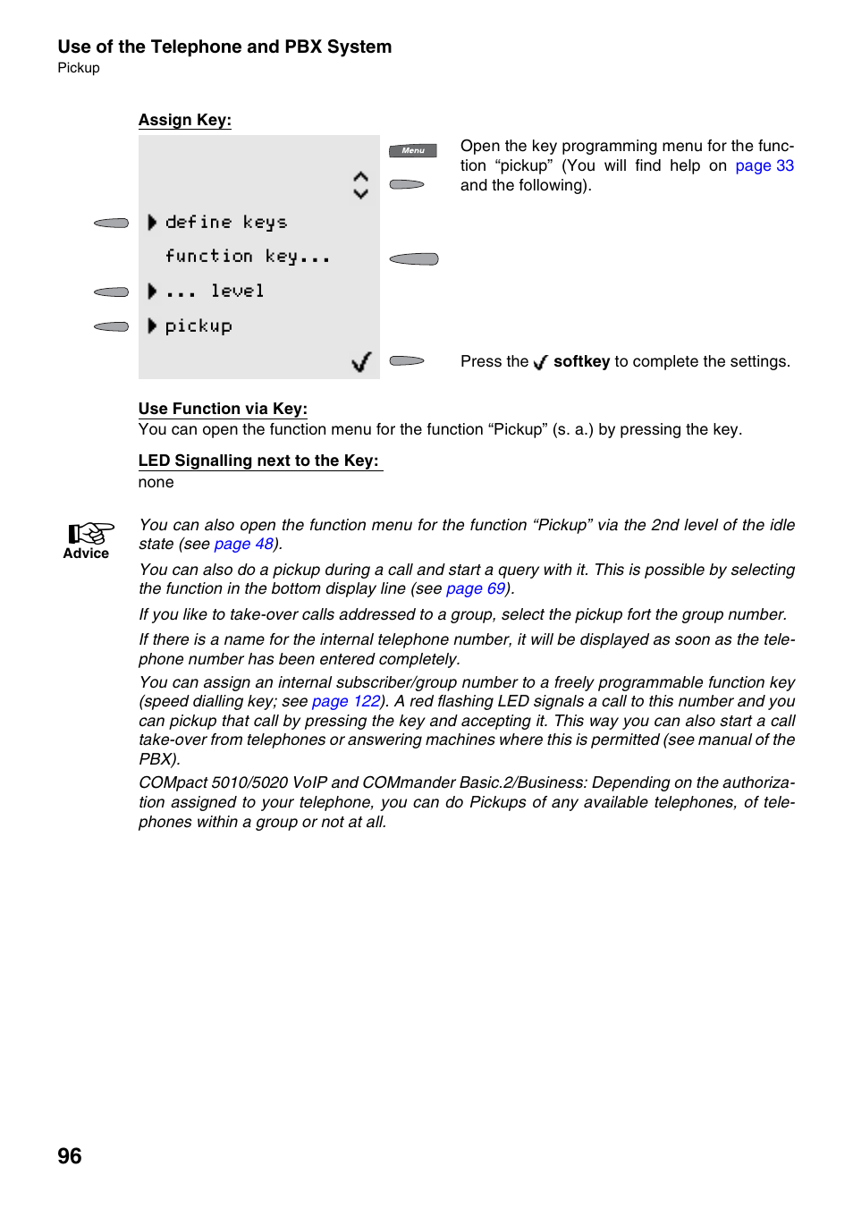 Define keys function key... ... level pickup | Auerswald 2500 User Manual | Page 96 / 236