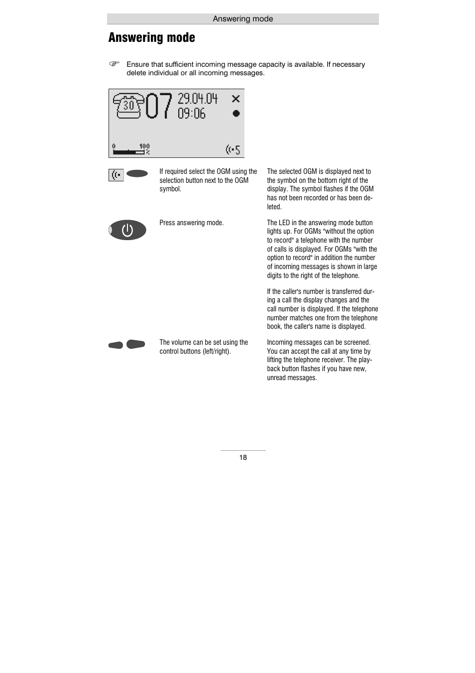 Answering mode | Auerswald 461.2 User Manual | Page 18 / 95