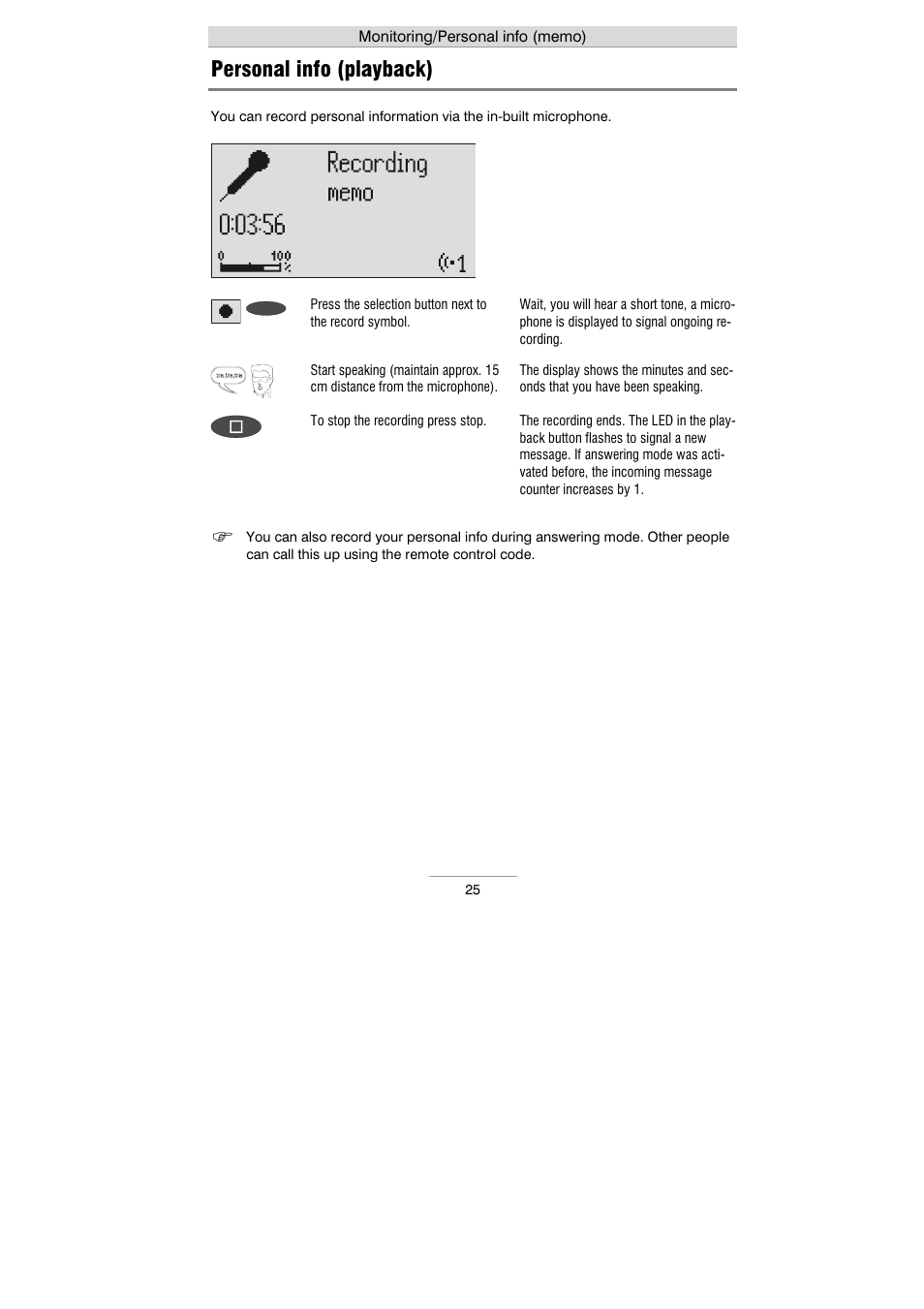 Personal info (playback) | Auerswald 461.2 User Manual | Page 25 / 95