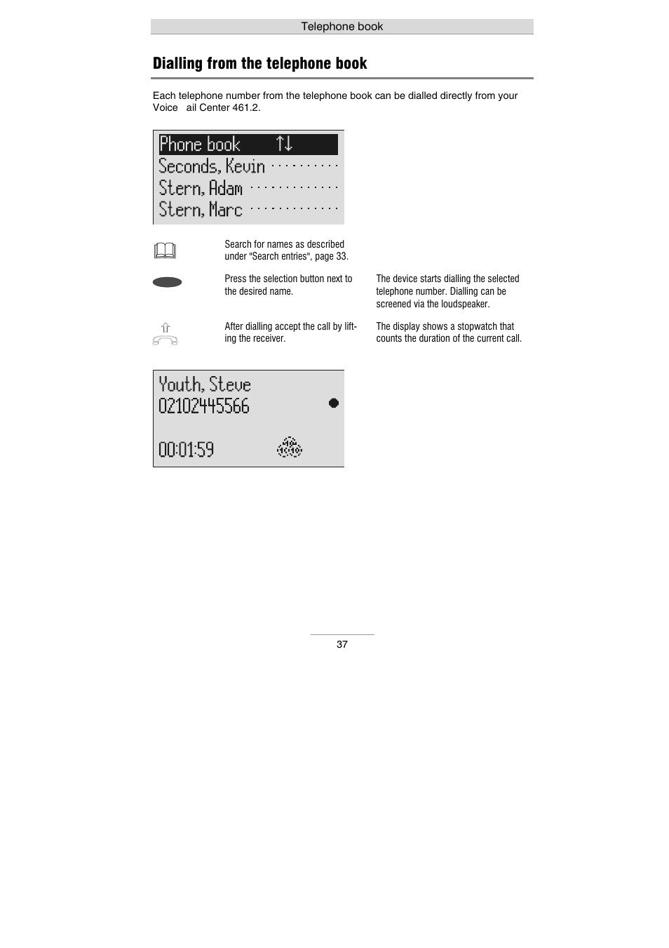 Dialling from the telephone book | Auerswald 461.2 User Manual | Page 37 / 95