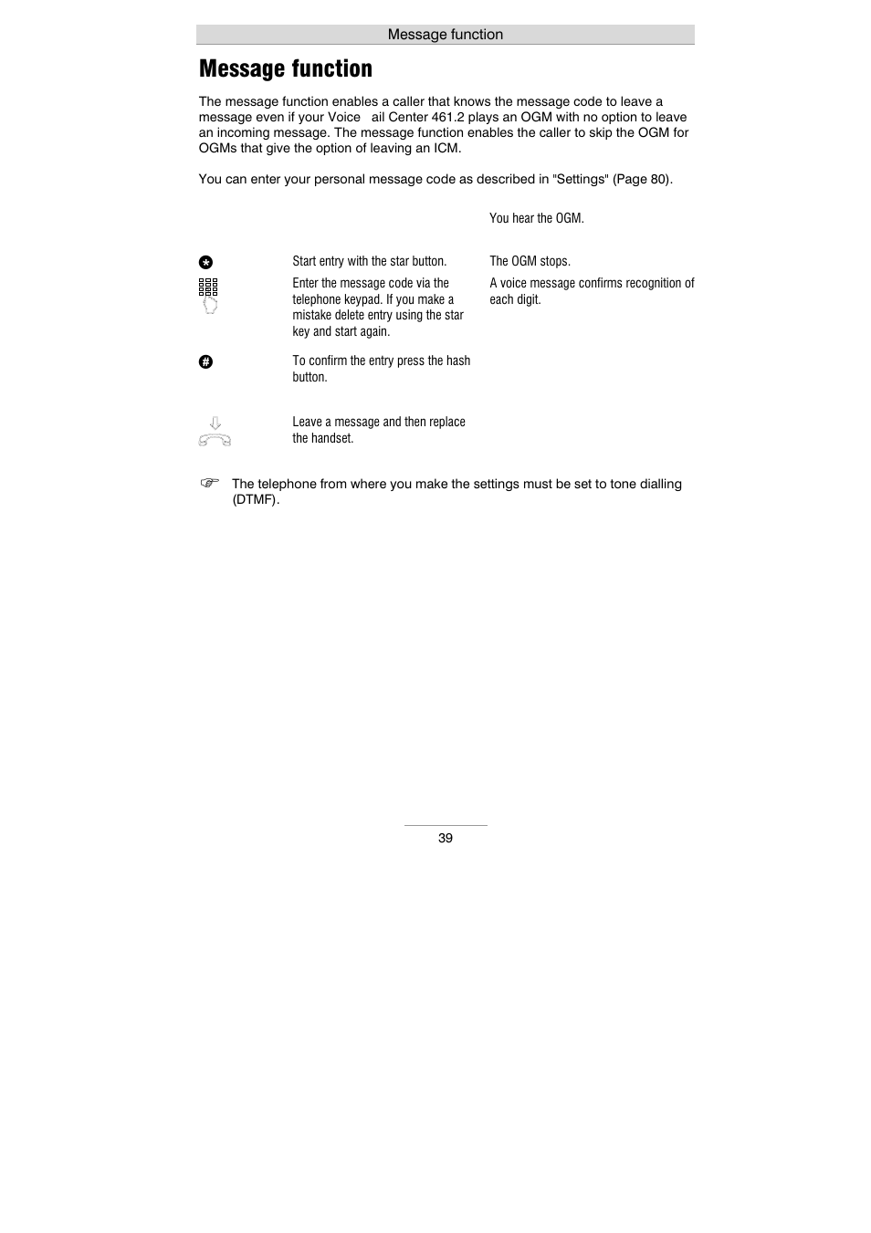 Message function | Auerswald 461.2 User Manual | Page 39 / 95