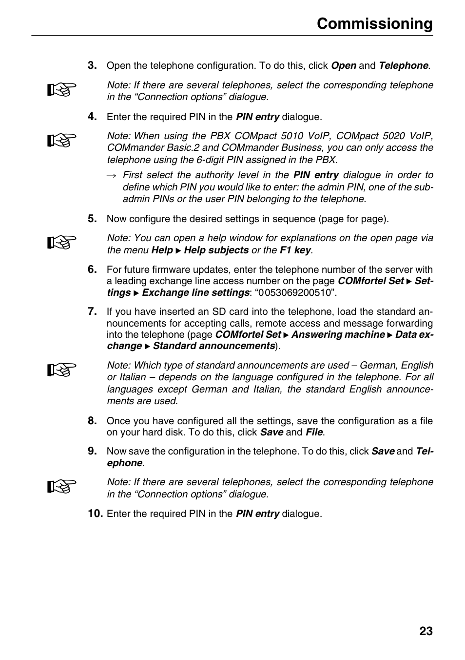 Commissioning | Auerswald 1500 User Manual | Page 23 / 36