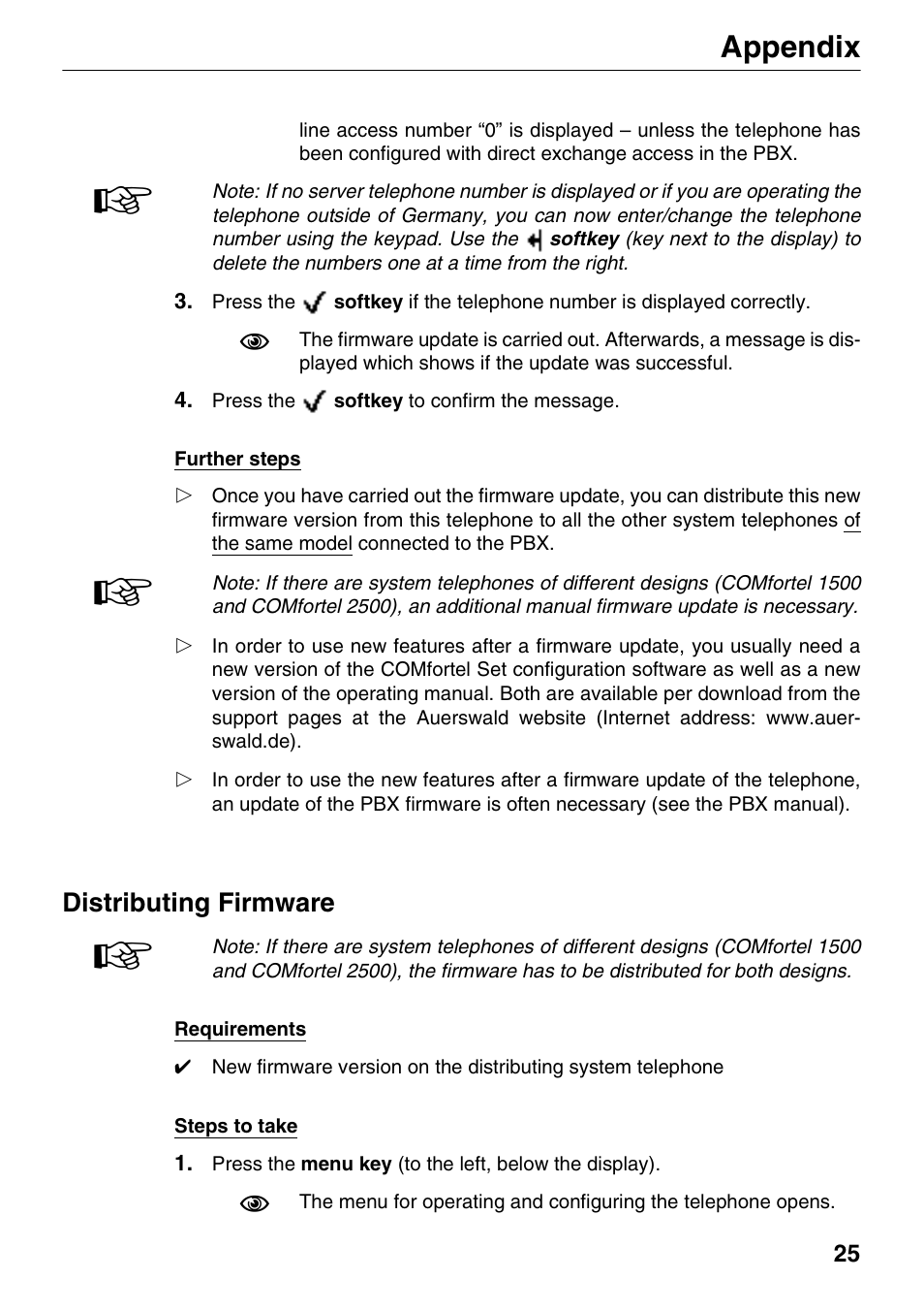 Distributing firmware, Appendix | Auerswald 1500 User Manual | Page 25 / 36