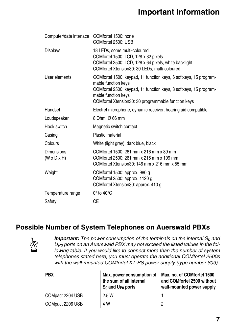 Important information | Auerswald 1500 User Manual | Page 7 / 36