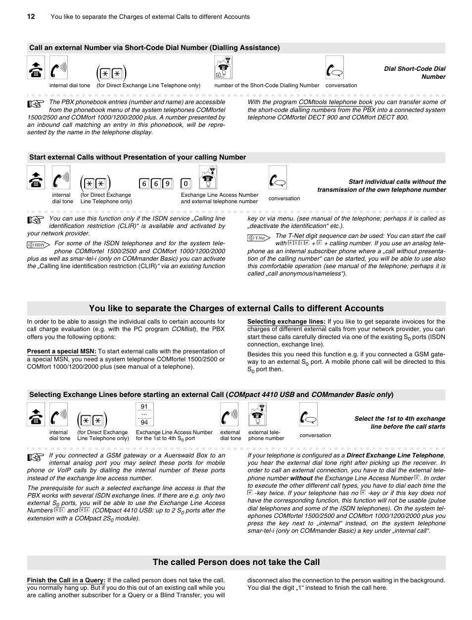 The called person does not take the call, B f (**) k g, B f (**) 669 0 r g | B f (**) z f r g | Auerswald 2206 USB User Manual | Page 12 / 76