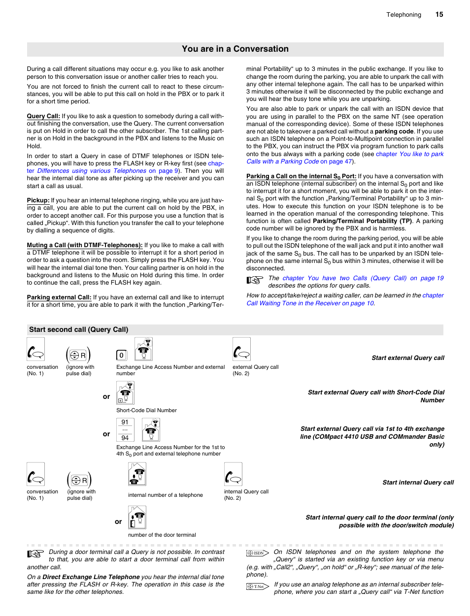 You are in a conversation, Start second call (query call), G (f) 0 r g | G (f) n g | Auerswald 2206 USB User Manual | Page 15 / 76