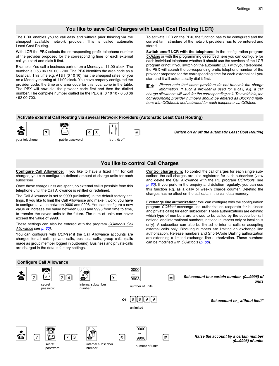 You like to control call charges, Configure call allowance, B 7 q 93 s | B 7 o 74 n * e, B 7 o 73 n * e | Auerswald 2206 USB User Manual | Page 31 / 76