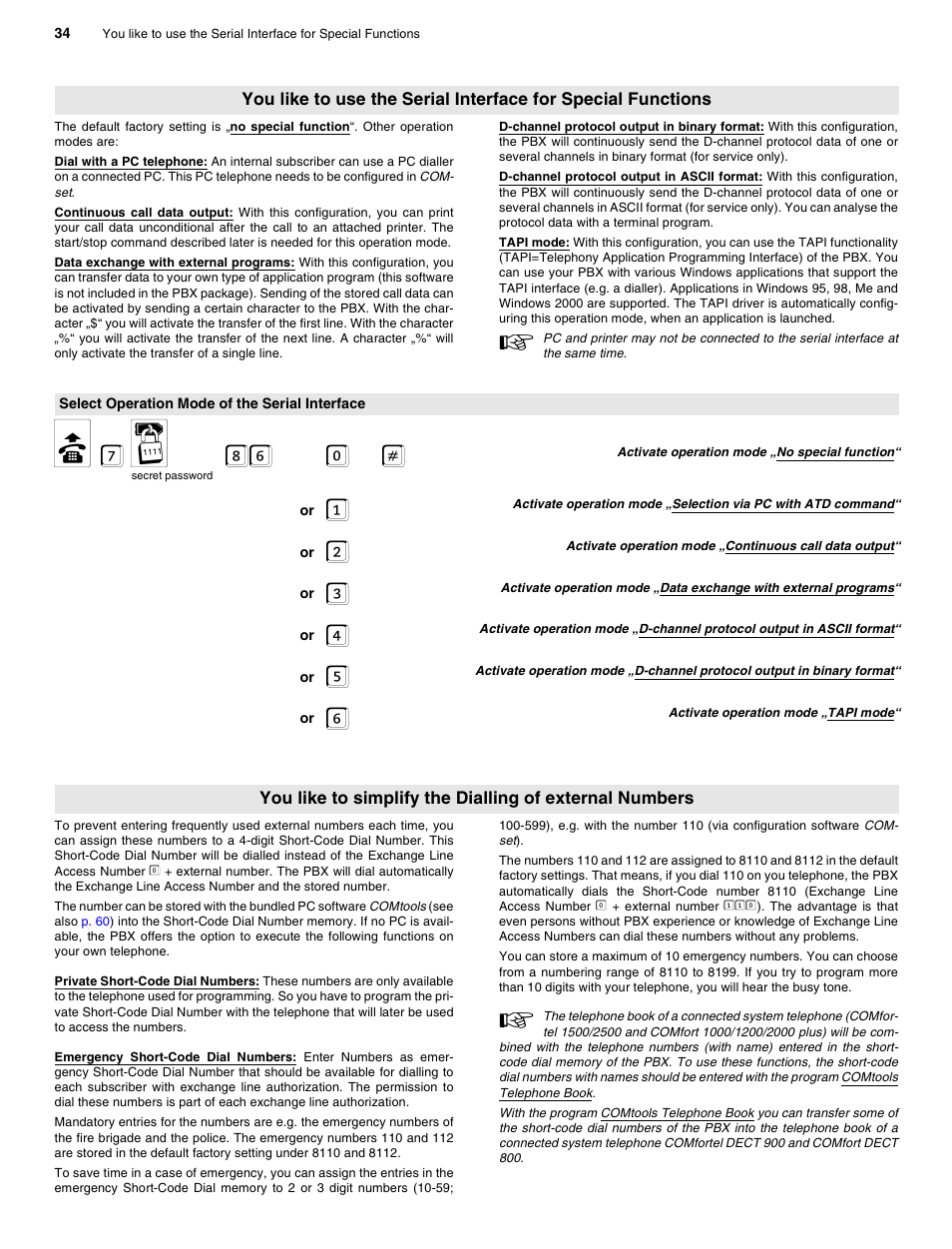 Select operation mode of the serial interface, P. 34, B 7 o 86 0 | Auerswald 2206 USB User Manual | Page 34 / 76
