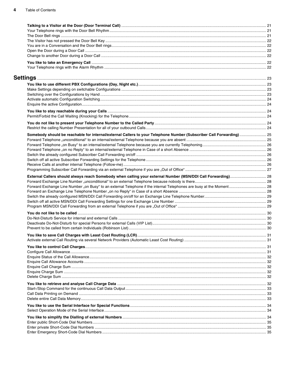 Settings | Auerswald 2206 USB User Manual | Page 4 / 76