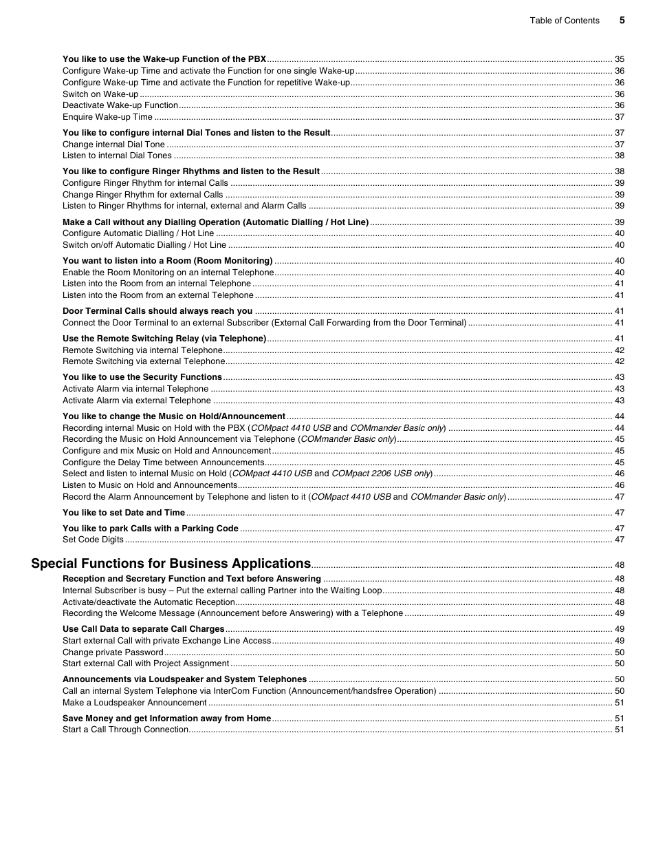 Special functions for business applications | Auerswald 2206 USB User Manual | Page 5 / 76