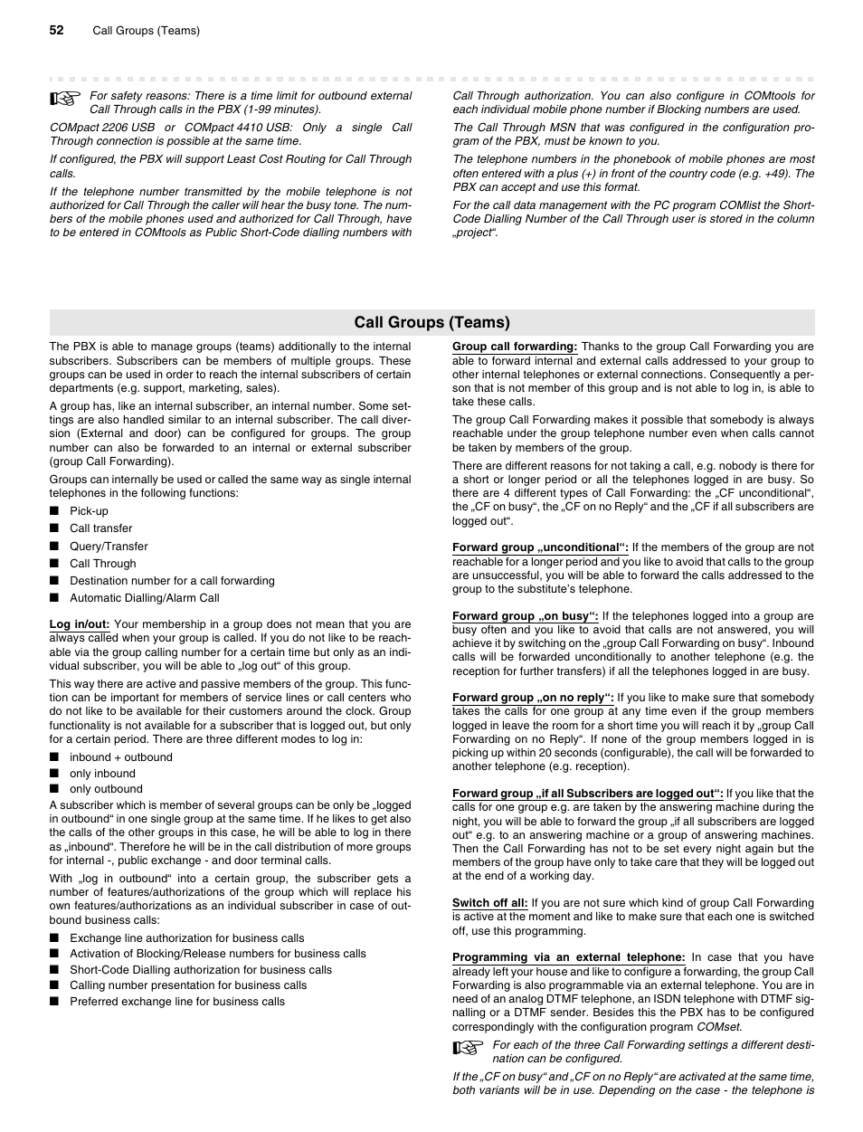 Call groups (teams) | Auerswald 2206 USB User Manual | Page 52 / 76