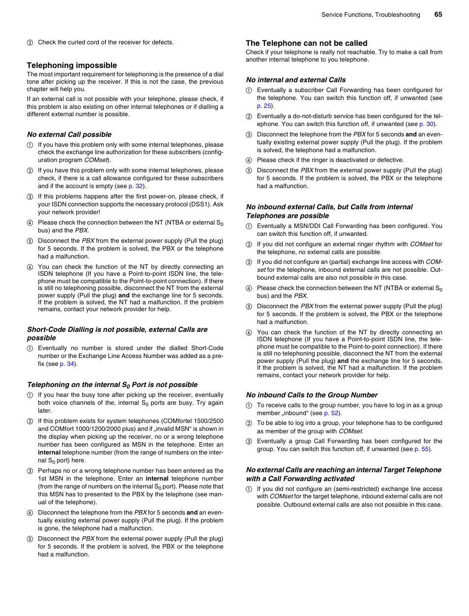 Telephoning impossible, The telephone can not be called | Auerswald 2206 USB User Manual | Page 65 / 76