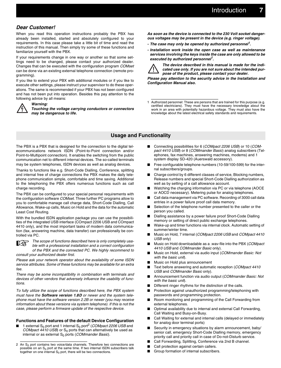 Introduction, Usage and functionality, Introduction 7 | Dear customer | Auerswald 2206 USB User Manual | Page 7 / 76