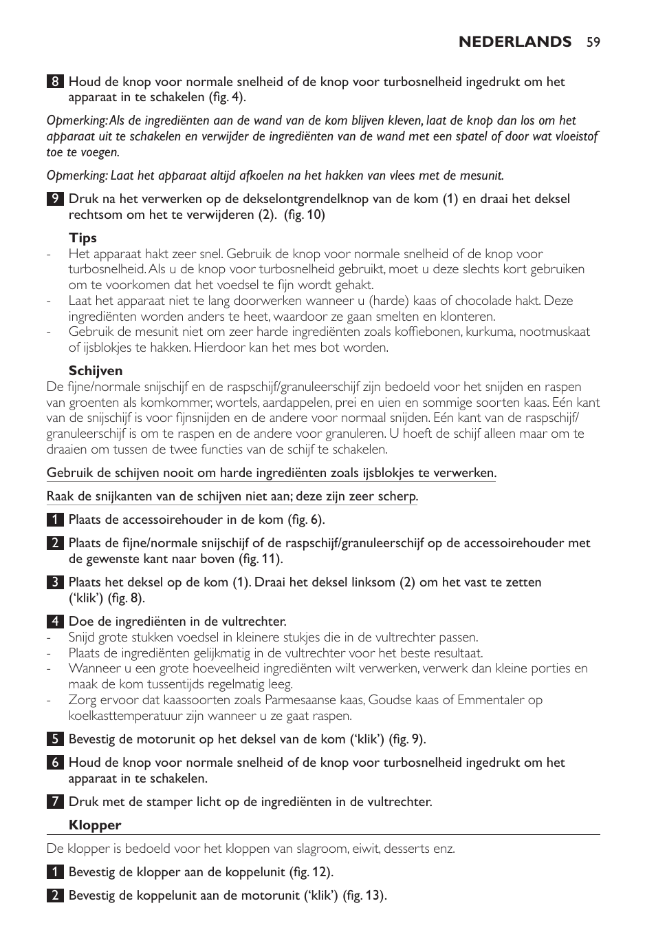 Tips, Schijven, Klopper | Philips Frullatore ad immersione User Manual | Page 59 / 88