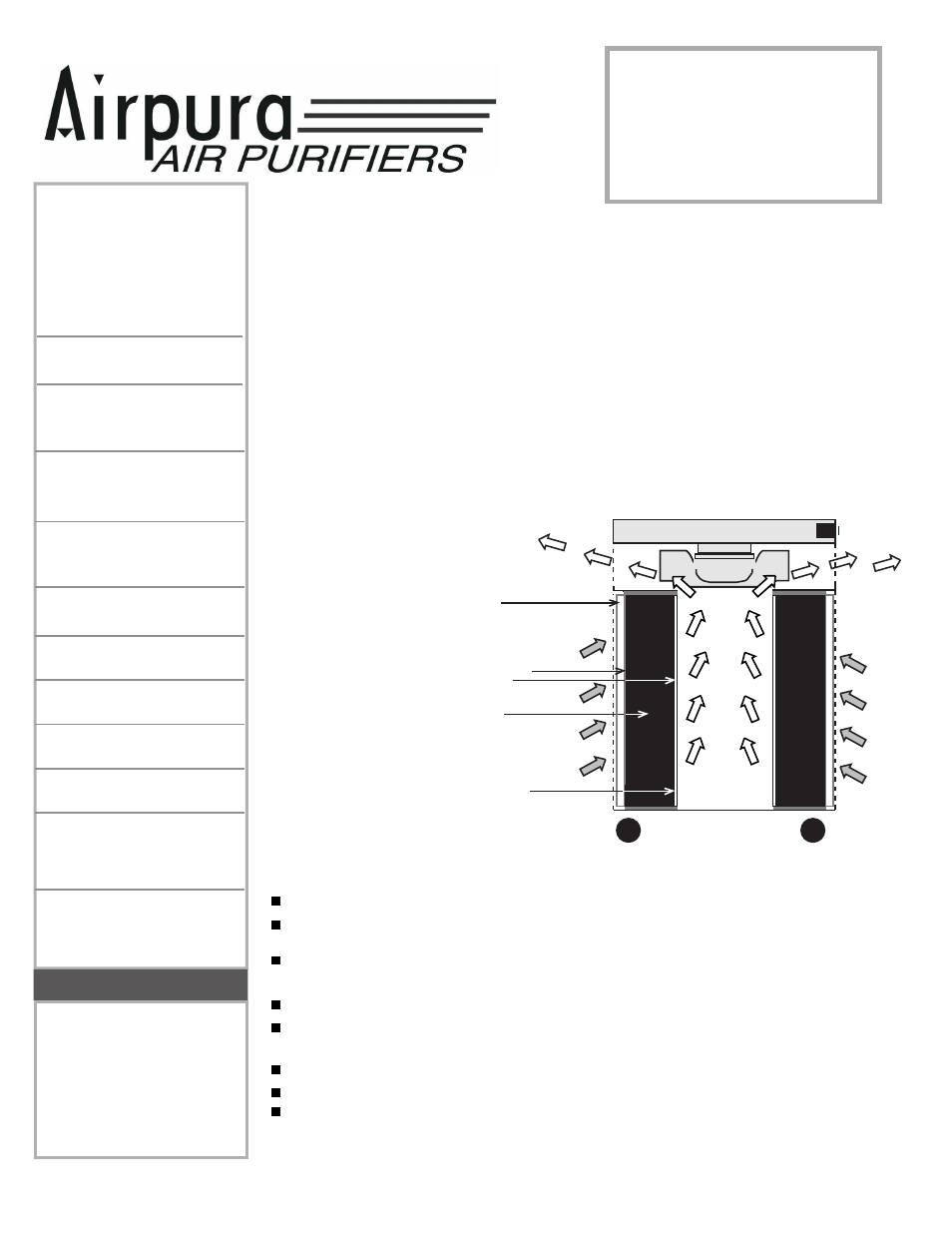 T600, Airpura, Filter out harmful second hand tobacco smoke | Filtration system, Specially designed for tobacco smoke, Unique features, Tobacco smoke, Technical specifications | Airpura Industries Tobacco Smoke T600 User Manual | Page 2 / 2