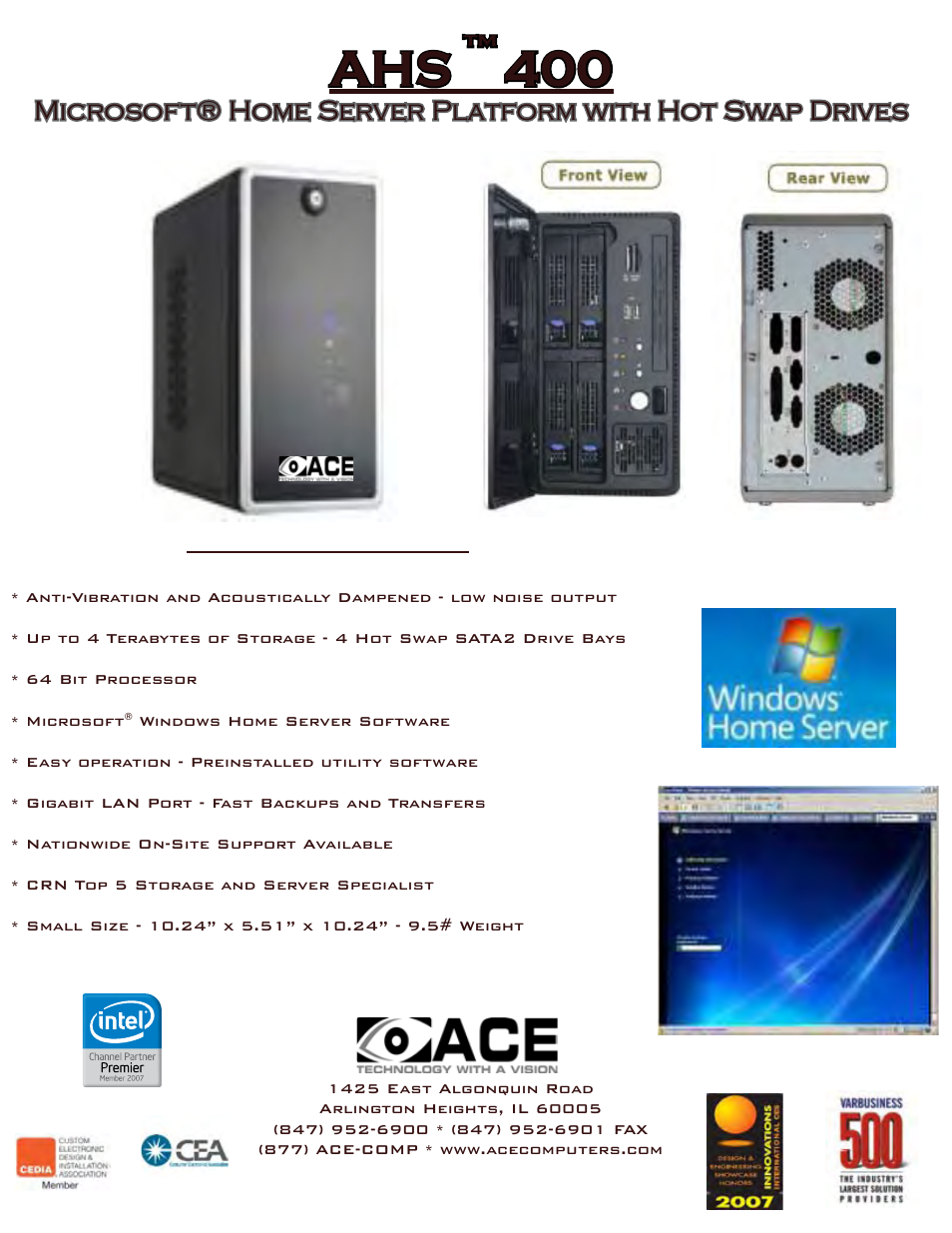 Ace AHS 400 User Manual | 1 page