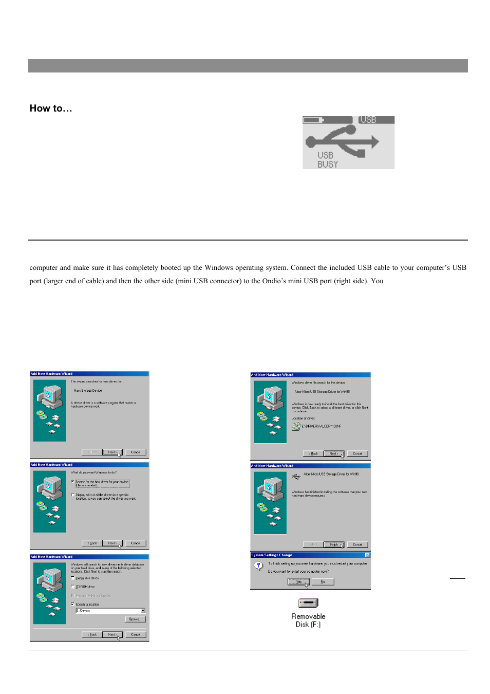 6 connecting the ondio to a pc or mac, How to, 1 connecting ondio to a pc | ARCHOS MP3 Playe User Manual | Page 13 / 20