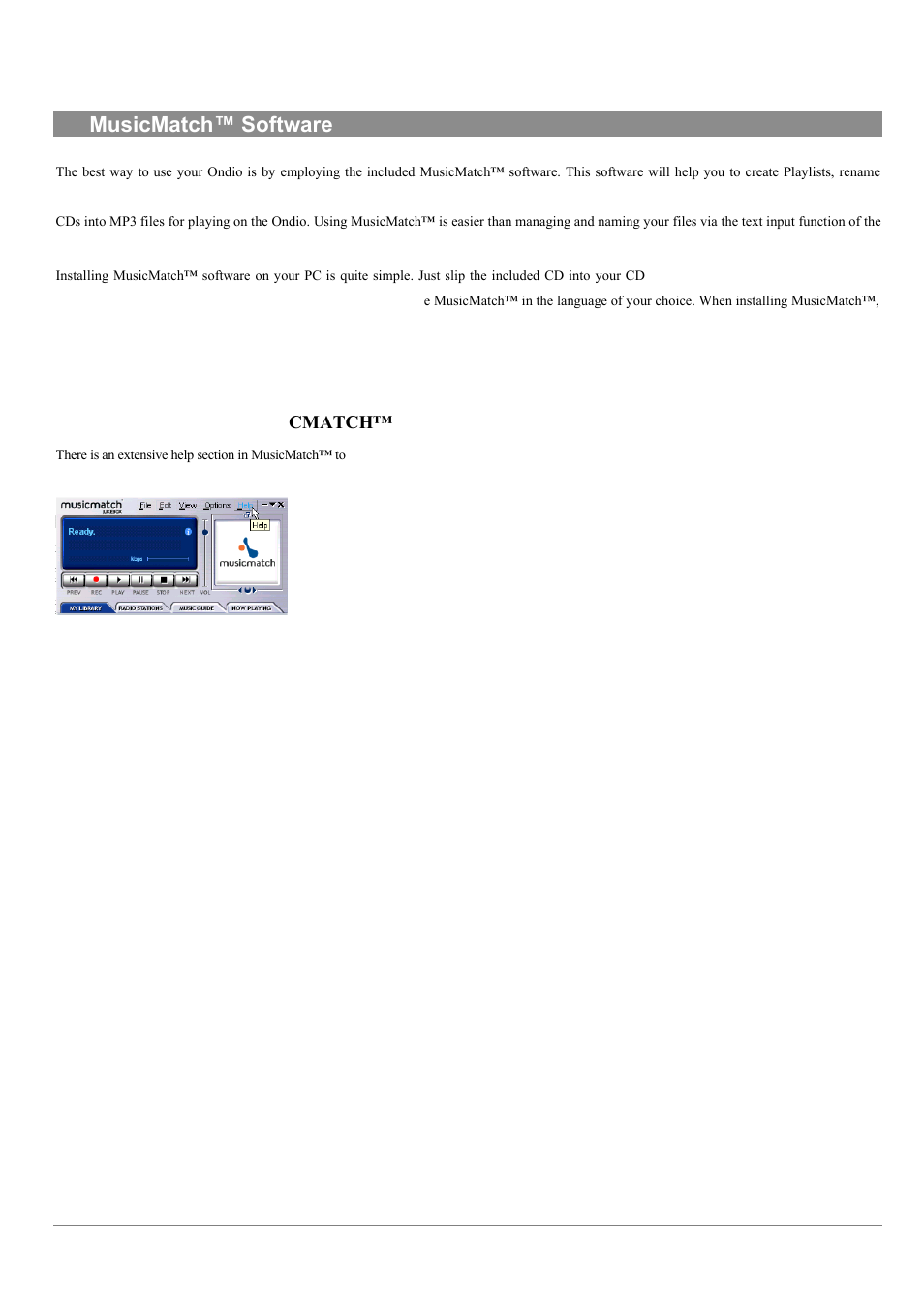 7musicmatch™ software | ARCHOS MP3 Playe User Manual | Page 15 / 20