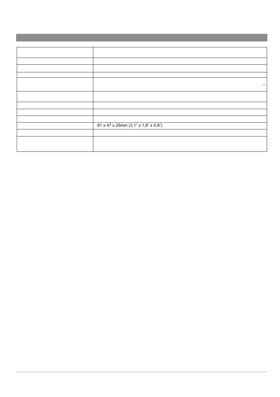 1 technical specifications | ARCHOS MP3 Playe User Manual | Page 4 / 20