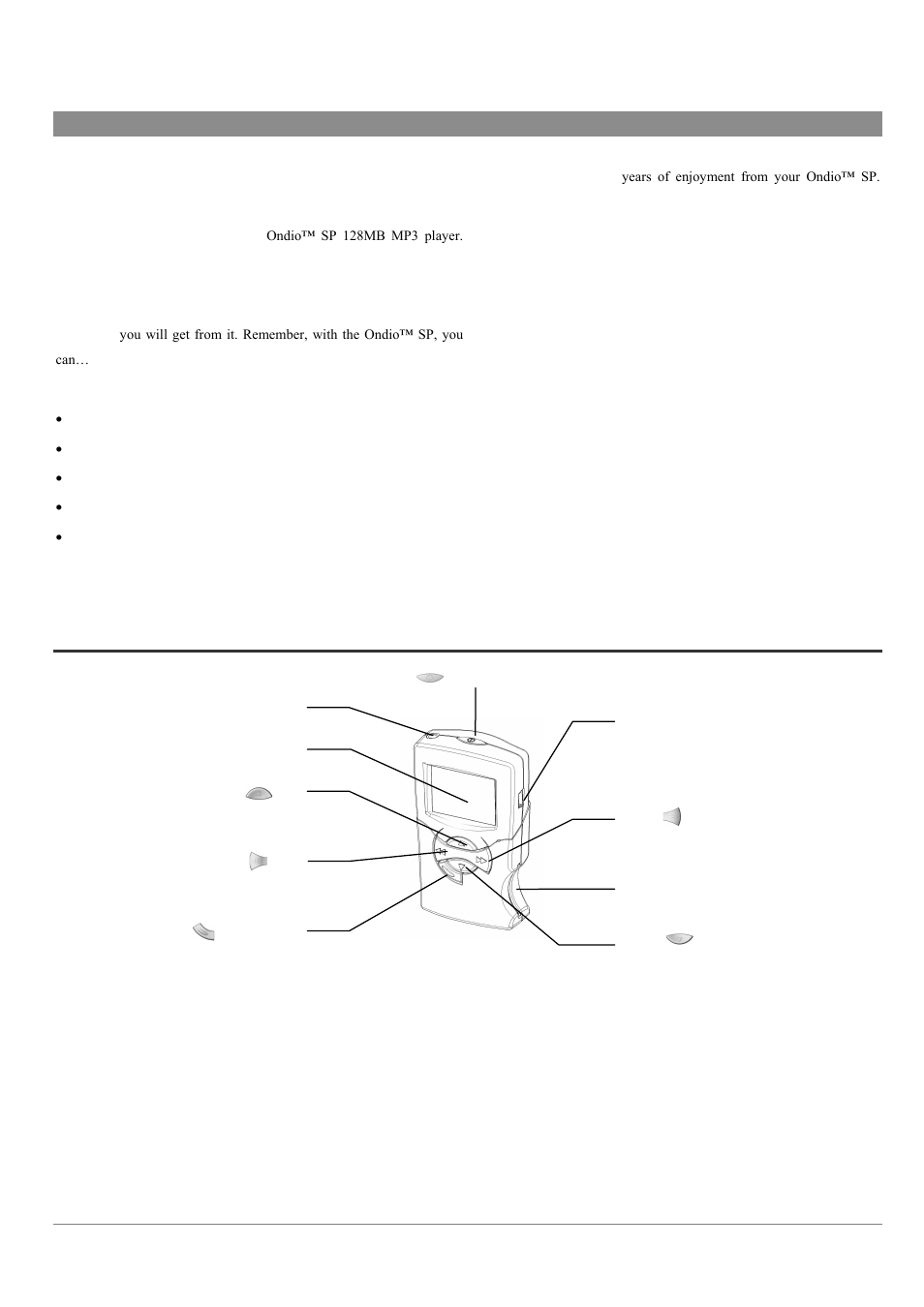 2 product introduction, 1 buttons and controls | ARCHOS MP3 Playe User Manual | Page 5 / 20