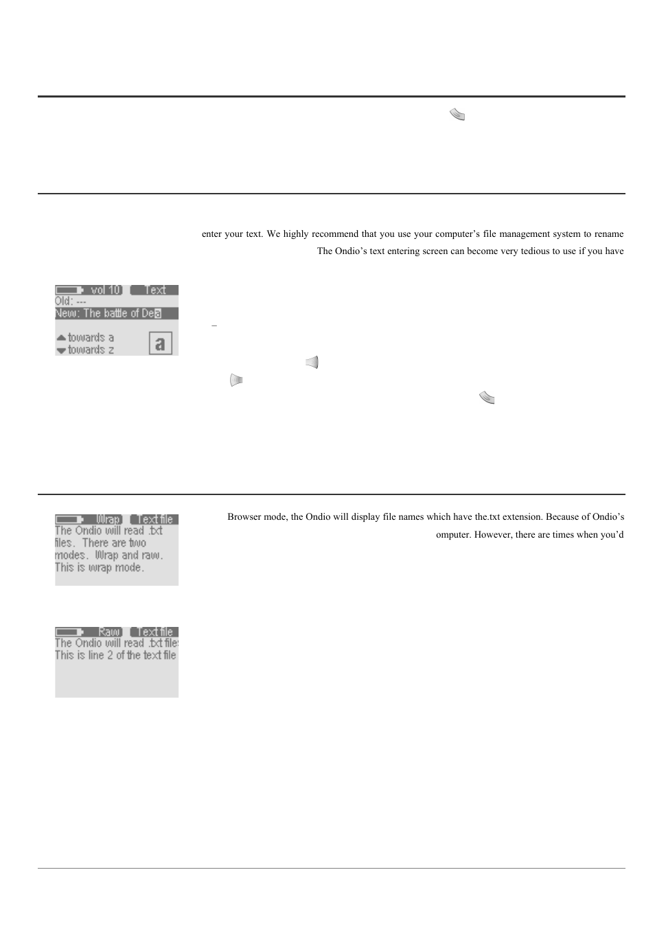 5 how to create a new folder, 6 how to use the text input mode, 7 how to read text files | ARCHOS MP3 Playe User Manual | Page 8 / 20
