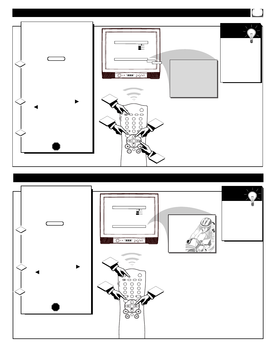 Sing the, Udio, Ideo | Ow to, Et the, Hannel, Eminder, Or left, Stop | Philips 32" commercial TV User Manual | Page 17 / 36