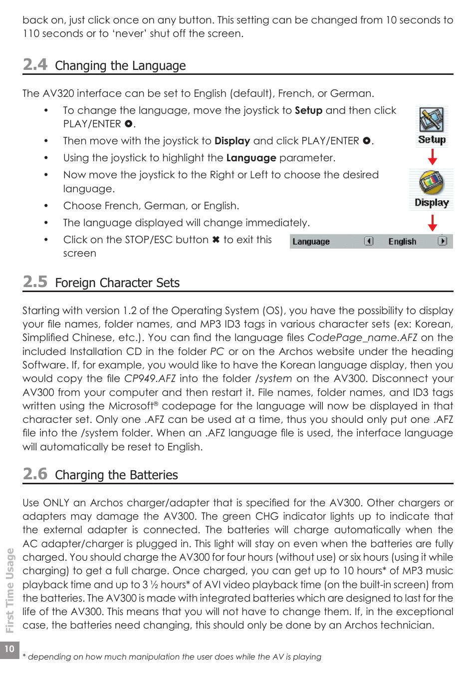 ARCHOS AV340 User Manual | Page 10 / 52