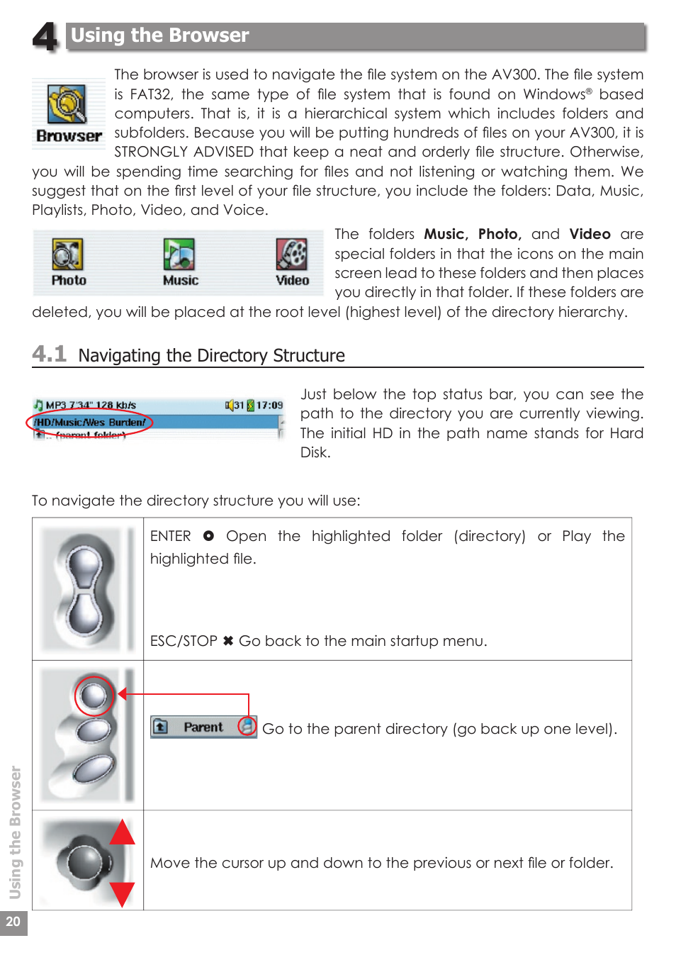 Using the browser | ARCHOS AV340 User Manual | Page 20 / 52