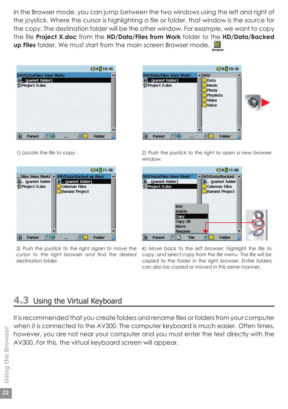 Using the virtual keyboard | ARCHOS AV340 User Manual | Page 22 / 52