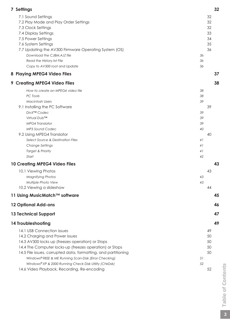 ARCHOS AV340 User Manual | Page 3 / 52