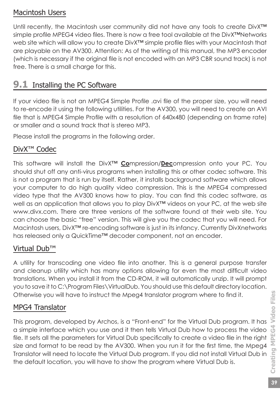 ARCHOS AV340 User Manual | Page 39 / 52