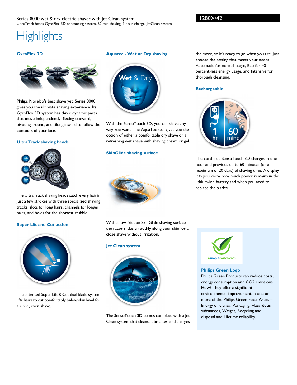 Highlights | Philips 1280X-42 User Manual | Page 2 / 3