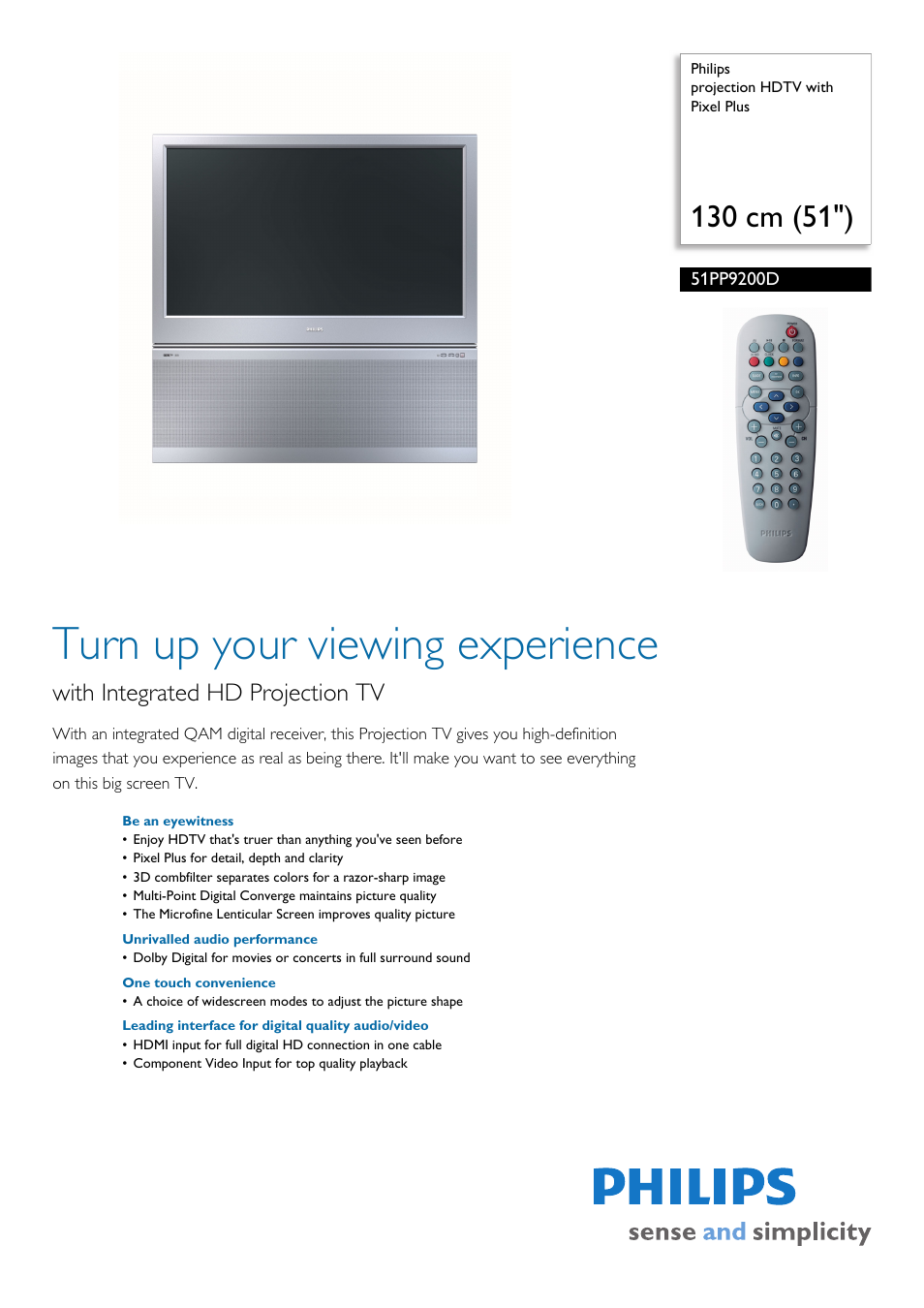 Philips 51PP9200D-37B User Manual | 3 pages