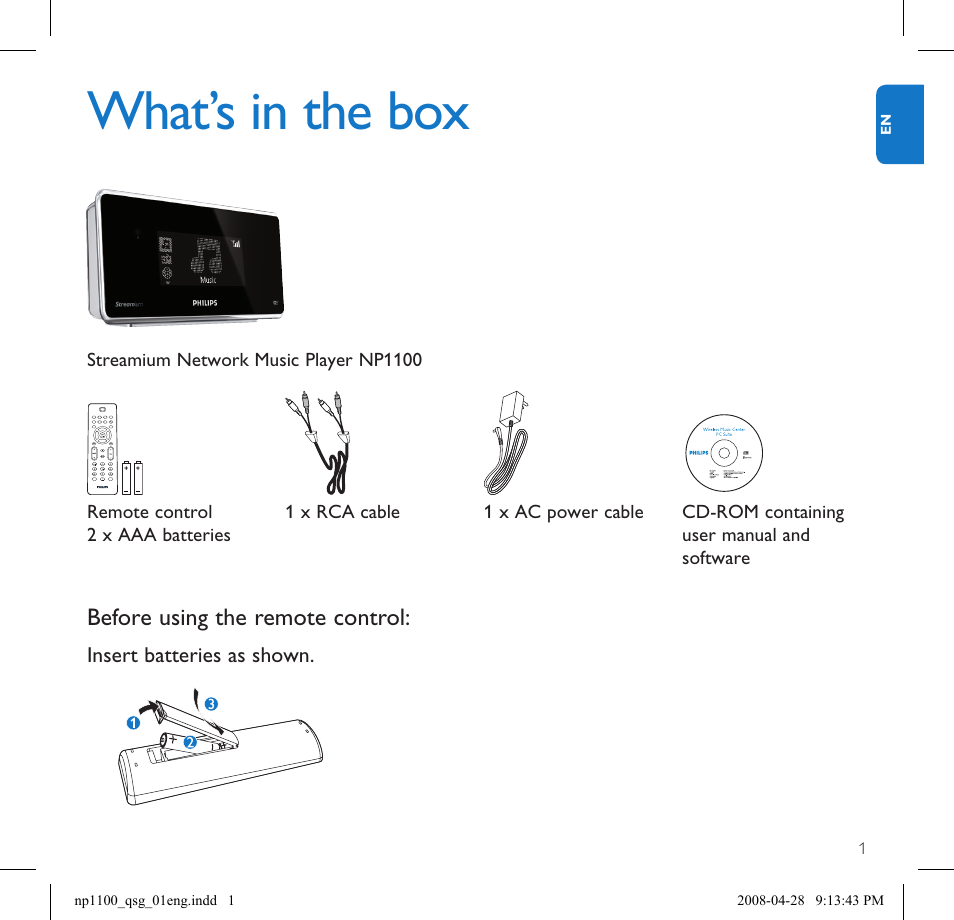 What’s in the box | Philips NP1100-37 User Manual | Page 3 / 21