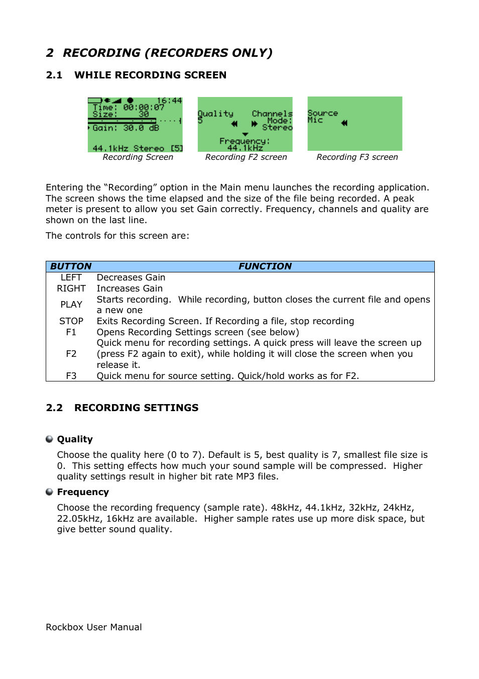 2 recording (recorders only) | ARCHOS box rock User Manual | Page 23 / 90