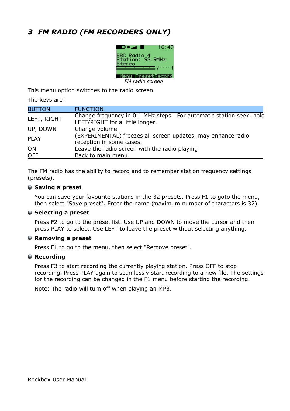 3 fm radio (fm recorders only) | ARCHOS box rock User Manual | Page 25 / 90