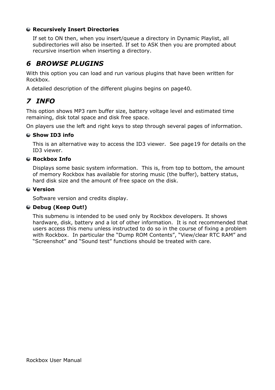 6 browse plugins, 7 info | ARCHOS box rock User Manual | Page 27 / 90