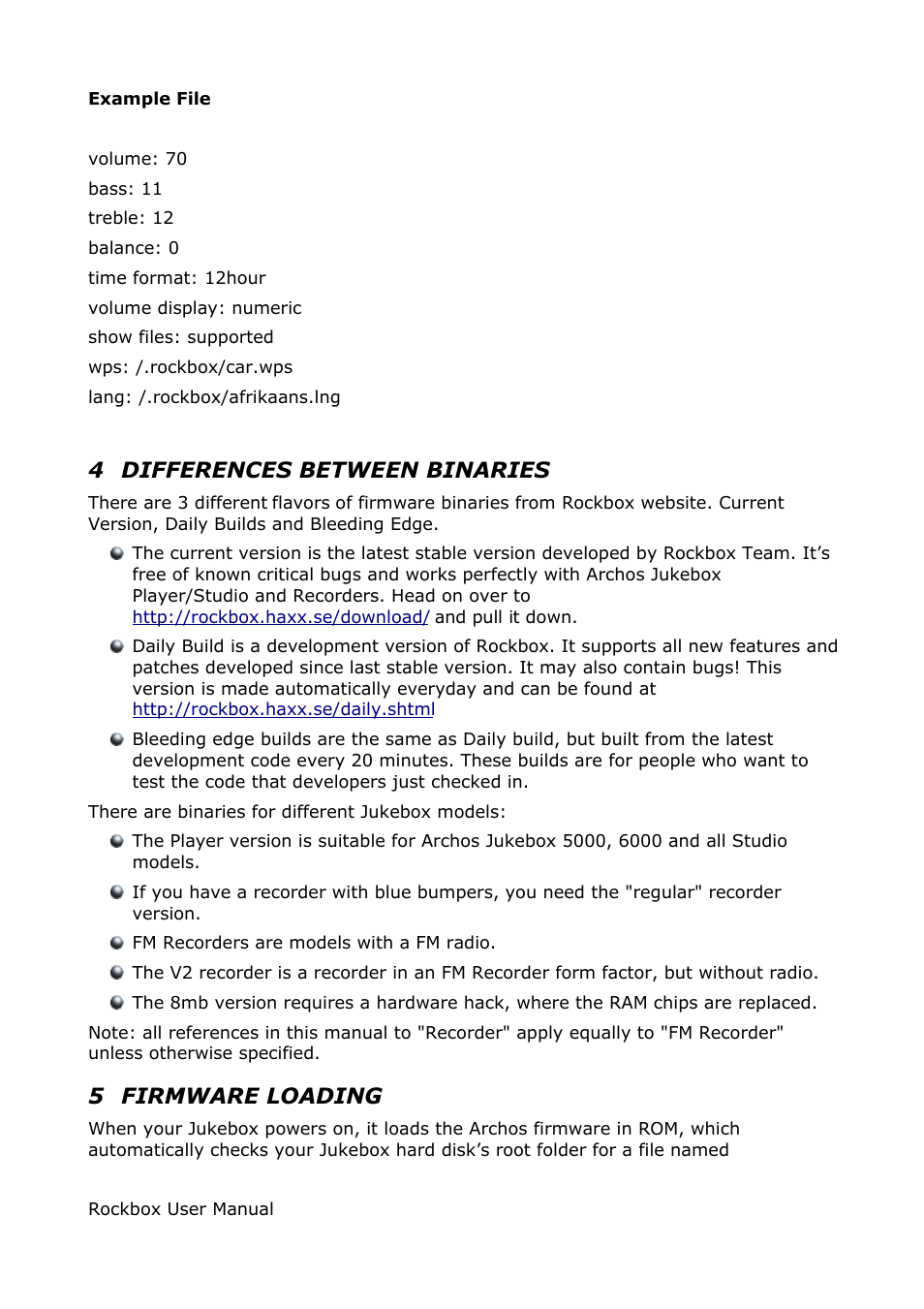 4 differences between binaries, 5 firmware loading | ARCHOS box rock User Manual | Page 73 / 90
