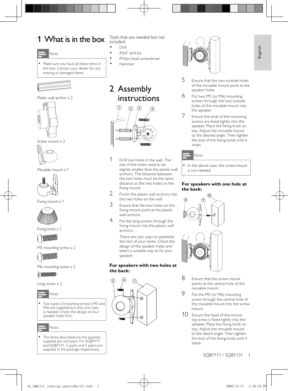 Philips SQB1131-17 User Manual | 2 pages