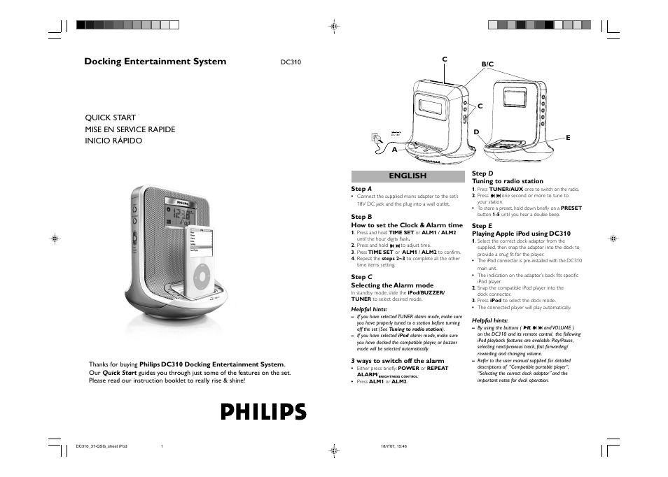 Philips DC310V-37 User Manual | 2 pages