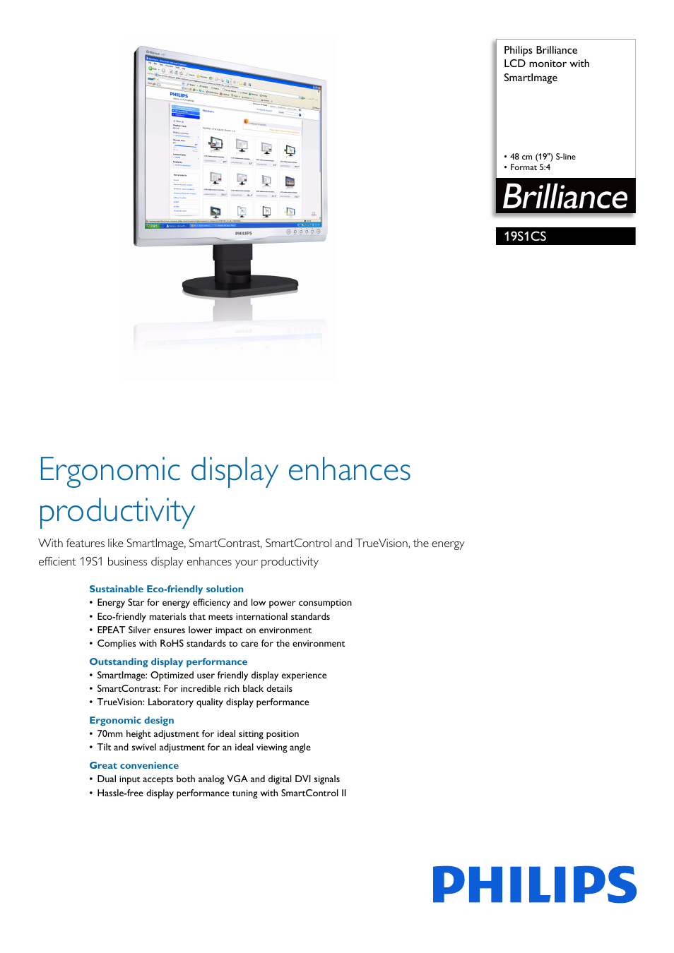 Philips 19S1CS-00 User Manual | 3 pages