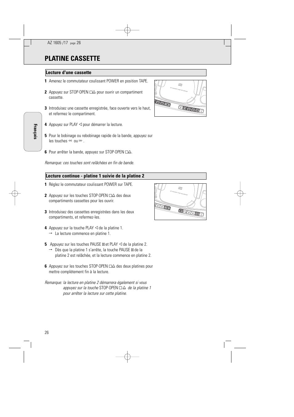 Platine cassette | Philips AZ1602-17 User Manual | Page 26 / 48