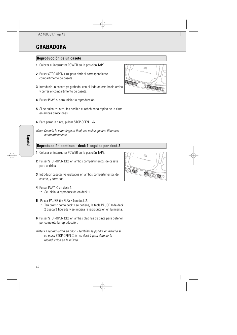 Grabadora | Philips AZ1602-17 User Manual | Page 42 / 48