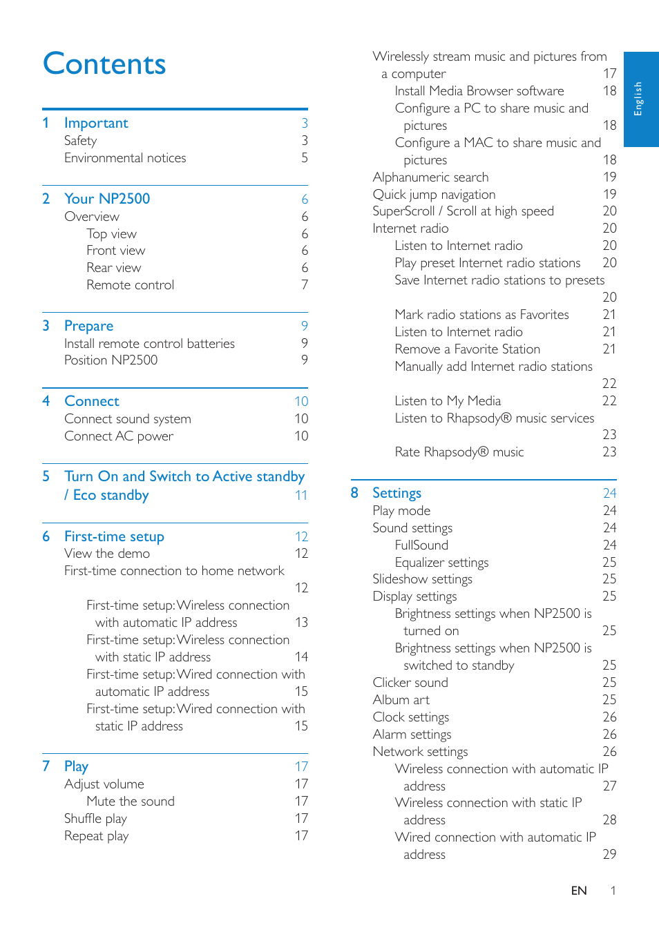 Philips NP2500-37 User Manual | Page 2 / 67