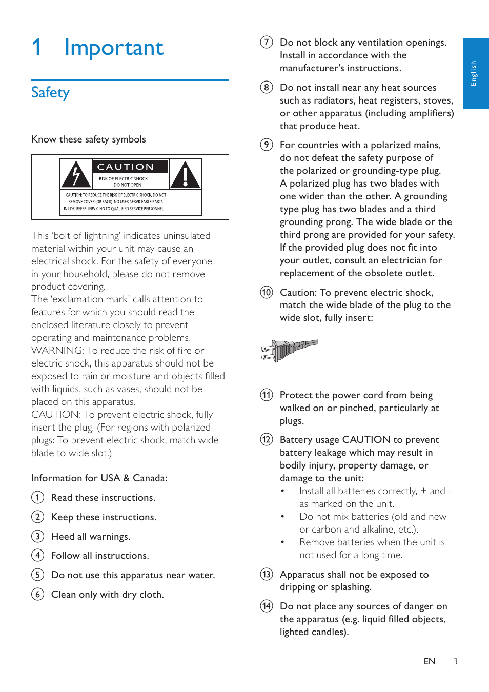 1 important, Safety | Philips NP2500-37 User Manual | Page 4 / 67