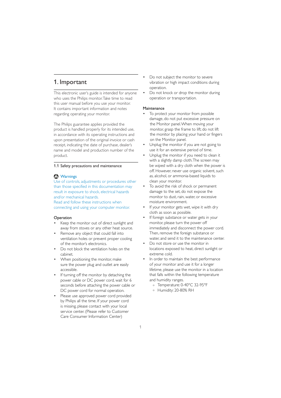 Important | Philips 201B2CB-00 User Manual | Page 3 / 57